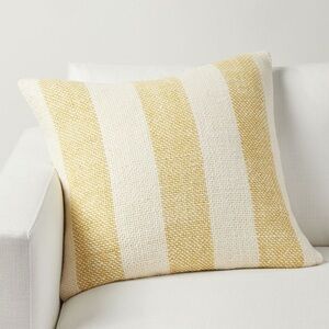 Pottery Barn • NWT Faye Textured Linen Striped Euro Pillow Cover Yellow Cream